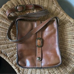 Patricia Nash Leather Purse Venezia Pouch Saddle Brown Crossbody Bag